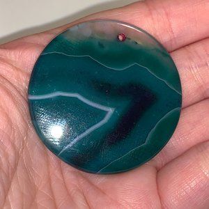 Green and Purple Striped Onyx Agate Circular Focal Drop